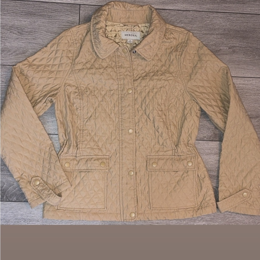 Merona Beige Quilted Utility Jacket
